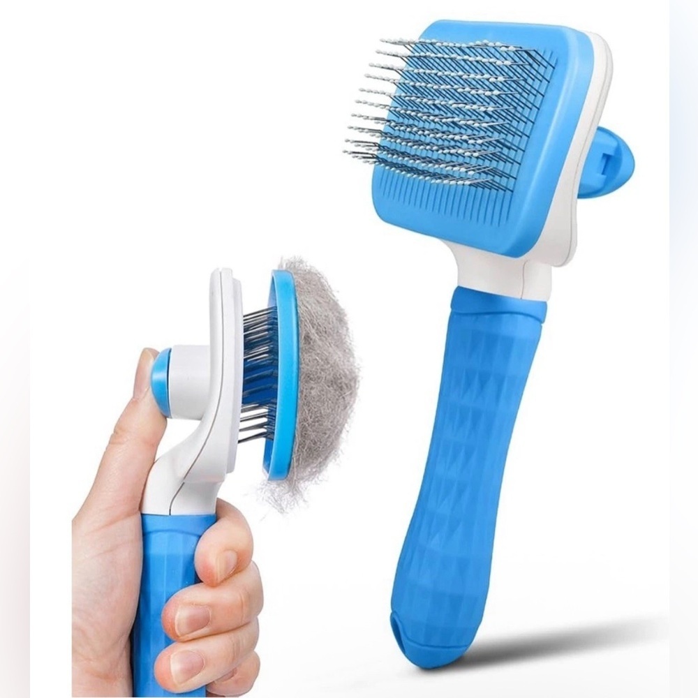Self Cleaning Pet Grooming Slicker Brush Dog Cat Hair Remover Orange New Unused - Picture 9 of 11